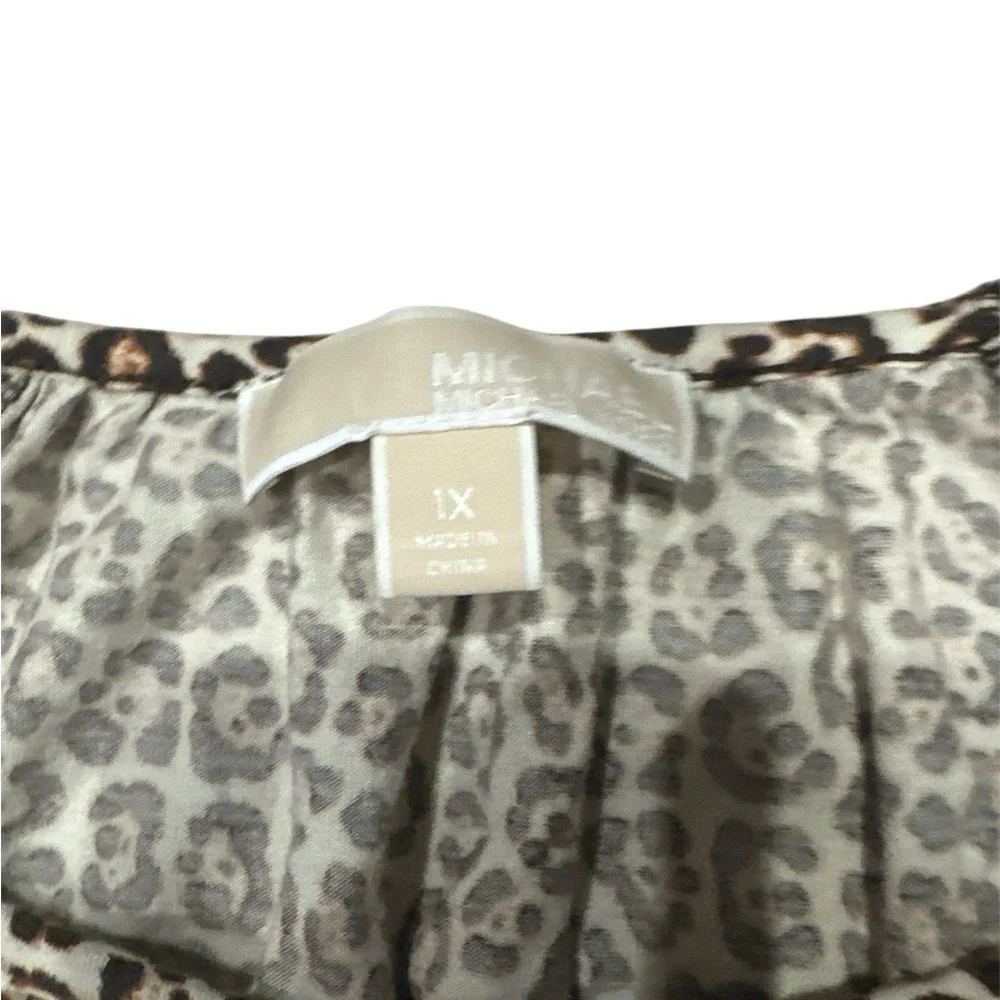 Michael Kors Brown Leopard Print Blouse size 1X